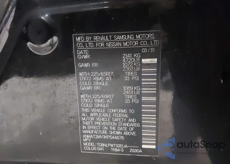 2019 Nissan Rogue S from USA, damaged, VIN KNMAT2MV3KP544676